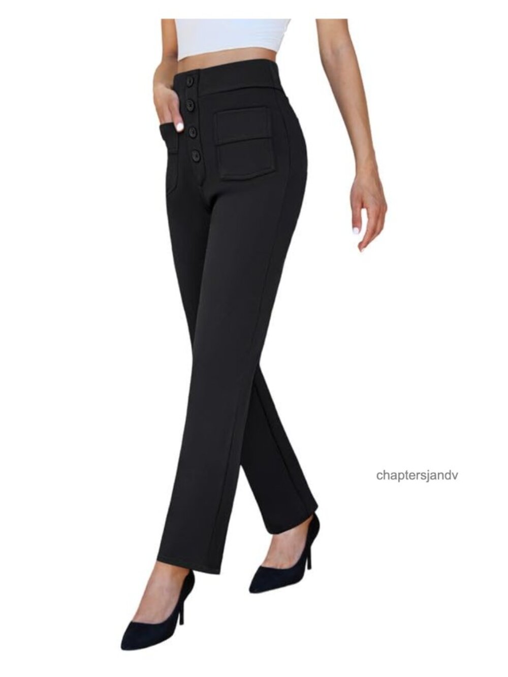 High Waist Stretchy Straight Leg Work Pants